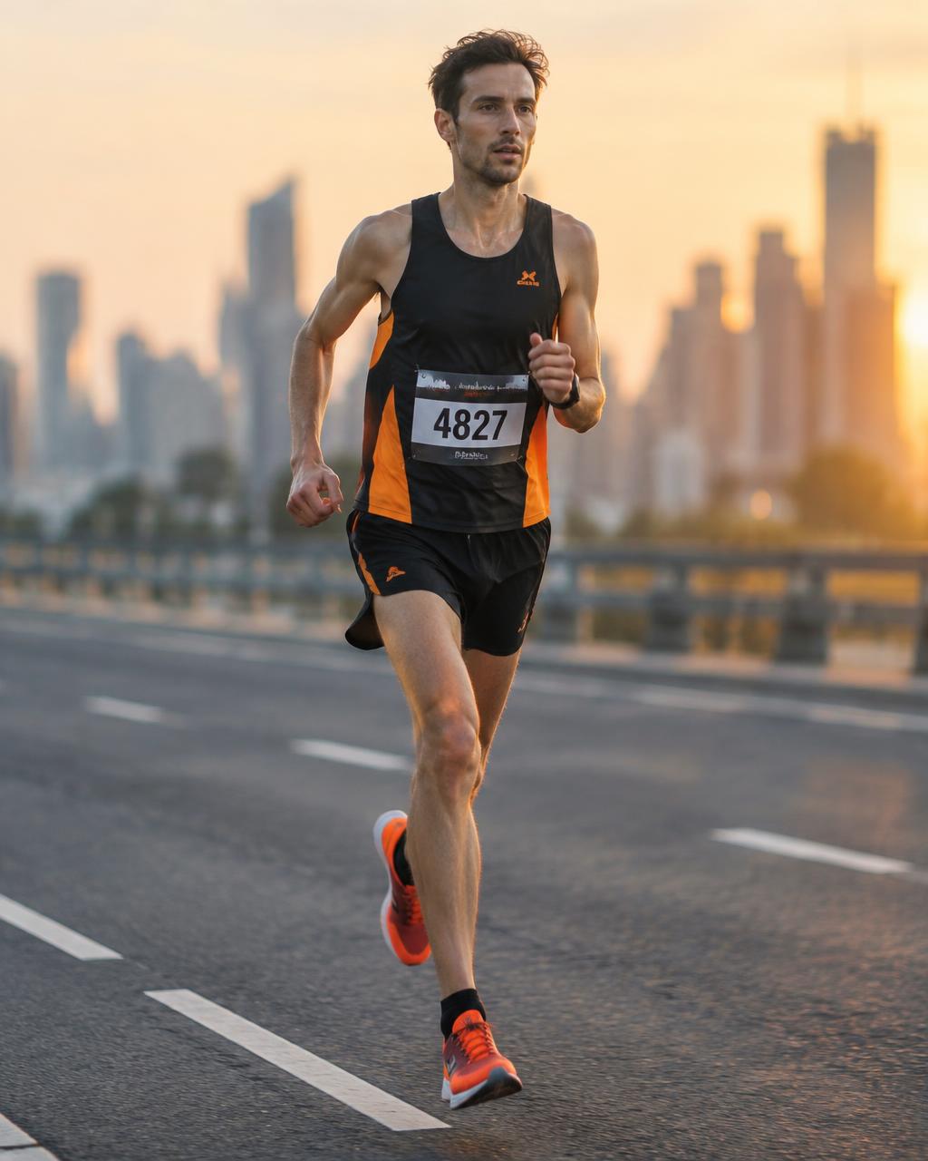 Atleta de endurance correndo na estrada